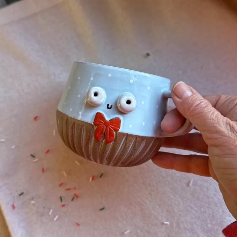 Kubek Świąteczny Elegant w groszki