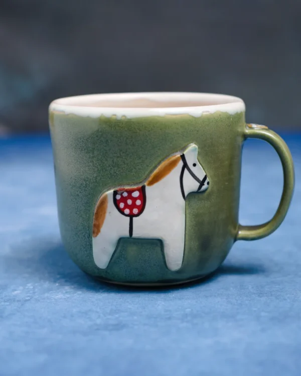Kubek Konik Biały-zieleń