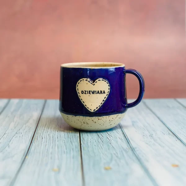Kubek Dziewiara kobalt z serduszkiem